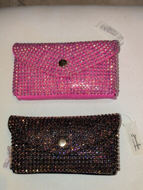 Women's Rhinestone Crossbody Clutch - Pink Or Black Pick 1